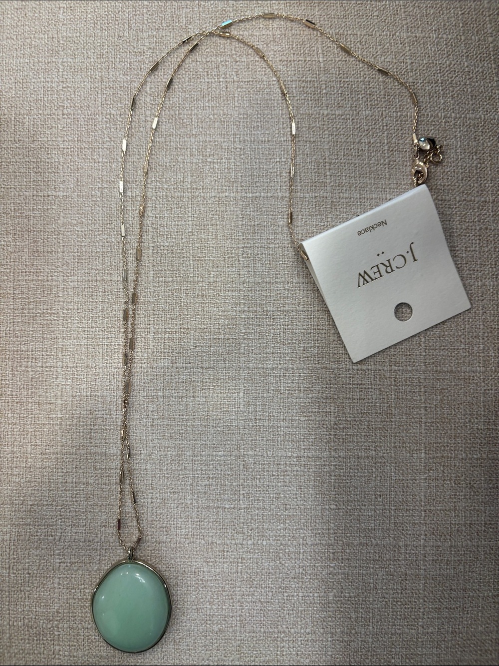 J. Crew Gold Chain Necklace with Mint Pendant